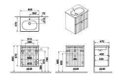Vitra Root Groove 69419 Lavabo Dolabı, İki Çekmeceli, 60 Cm, Mat Grafit, Yuvarlak Lavabolu