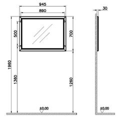Vitra 62221 Valarte Düz Ayna 100 Cm Mat Fildişi