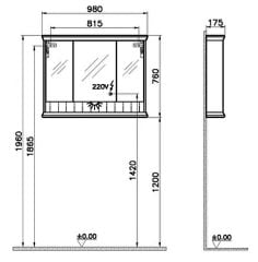 Vitra 62236 Valarte Aydınlatmalı Dolaplı Ayna 100 Cm Mat Fildişi