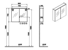 Vitra 67165 Metropole Edge Dolaplı Ayna 80 cm Ceviz