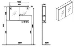Vitra 67166 Metropole Edge Dolaplı Ayna 100 cm Ceviz