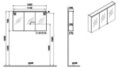 Vitra 67167 Metropole Edge Dolaplı Ayna 120 cm Ceviz.