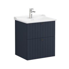 Vitra Root Groove 69427 Lavabo Dolabı, İki Çekmeceli, 60 Cm, Mat Lacivert, Klasik Lavabolu