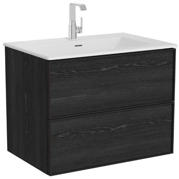 Vitra 67193  Metropole Edge Etajerli Lavabolu Dolabı 80 cm Siyah Meşe