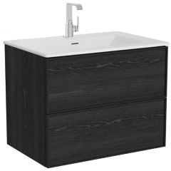Vitra 67193  Metropole Edge Etajerli Lavabolu Dolabı 80 cm Siyah Meşe