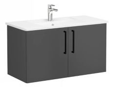 Vitra Root Flat 68167 Lavabo Dolabı,Kapaklı,100cm,M.Fırtına Gri