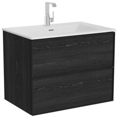 Vitra 67194 Metropole Edge Etajerli Lavabolu Dolabı 100 cm Siyah Meşe