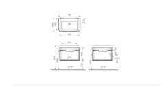 Vitra 60819 Sento Lavabo Dolabı 80 Cm Tek Çekm.Mat Antrasit