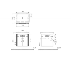Vitra 60785 Sento Lavabo Dolabı 80 Cm Kapaklı Mat Beyaz