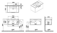 Vitra Root Flat 66422 Lavabo Dolabı,Tek Çekmece.80cm Doğal Meşe