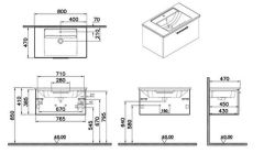 Vitra Root Flat 66426 Lavabo Dolabı,Tek Çekmece.80cm Parlak Beyaz