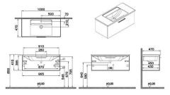 Vitra Root Flat 68245 Lavabo Dolabı,Tek Çekmece.100cm Doğal Meşe