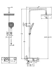VitrA A47310 Core Square Termost.Banyo Bataryalı Duş Sistemi Krom