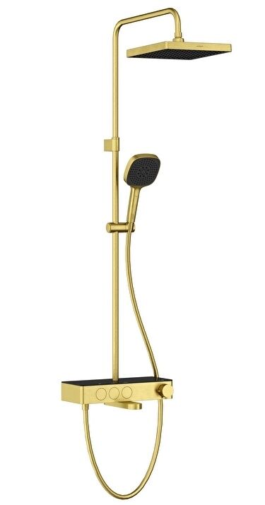 VitrA A4731025 Core Square Termost.Banyo Bataryalı Duş Sist.Fırça Altın
