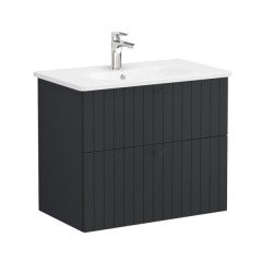 Vitra Root Groove 69440 Lavabo Dolabı, İki Çekmeceli, 80 Cm, Mat Grafit, Yuvarlak Lavabolu