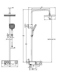 VitrA A4731034 Core Square Termost.Banyo Bataryalı Duş Sist.Fırçalı Nikel