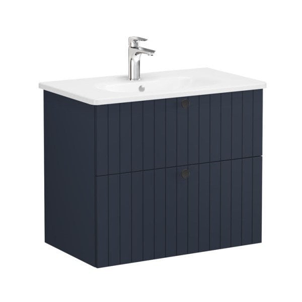 Vitra Root Groove 69441 Lavabo Dolabı, İki Çekmeceli, 80 Cm, Mat Lacivert, Yuvarlak Lavabolu