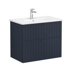Vitra Root Groove 69441 Lavabo Dolabı, İki Çekmeceli, 80 Cm, Mat Lacivert, Yuvarlak Lavabolu