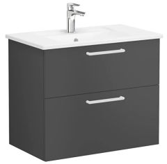 Vitra Root Flat 68286 Lavabo Dolabı,Çift Çekmece.80cm M.Fırtına Gri