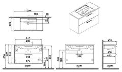 Vitra Root Flat 68308 Lavabo Dolabı,Çift Çekmece.100cm M.Fırtına Gri