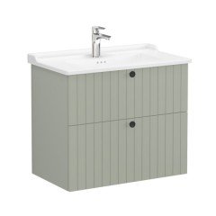 Vitra Root Groove 69449 Lavabo Dolabı, İki Çekmeceli, 80 Cm, Mat Retro Yeşil, Klasik Lavabolu