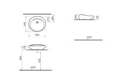VitrA 4280B403-0016 İstanbul Tezgah Üstü Çanak Lavabo 60 cm Parlak Beyaz
