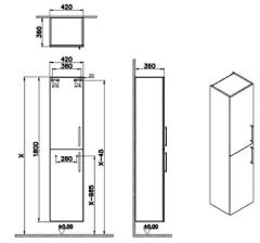 Vitra Root Flat 68003 Boy Dolabı,40 Cm,Mat Fırtına Gri