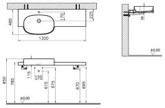 Vitra Voyage 7221B403-0041 Etajerli Lavabo, 130 cm, Beyaz