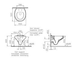 VitrA İstanbul 4518B403-0090 Rim-ex Asma Klozet Parlak Beyaz (Kanalsız) 52 Cm