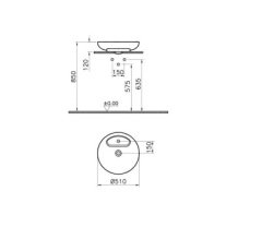 VitrA 5880B403-0563 Memoria Tezgah Üstü Çanak Lavabo 50 cm Parlak Beyaz