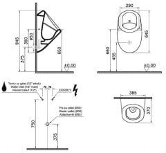 Vitra Liquid 7324B003-5331 Temassız Kanalsız Pisuvar Beyaz
