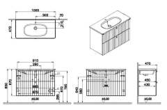 Vitra Root Groove 69459 Lavabo Dolabı, İki Çekmeceli, 100 Cm, Mat Gri, Yuvarlak Lavabolu