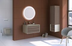 Vitra 61218 Frame Lavabo Dolabı, 60 cm, Tek Çekmeceli, Etajerli Lavabolu, Mat Bej
