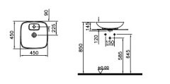 VitrA 5887B403-0041 Memoria Tezgah Üstü Çanak Lavabo Kare 45cm Parlak Beyaz
