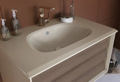 Vitra 61219 Frame Lavabo Dolabı, 60 cm,Mat Bej Etajerli Lavabolu, Mat Bej