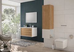 Vitra 61220 Frame Lavabo Dolabı,80 cm Beyaz Etajerli Lavabolu, Mat Soft Beyaz