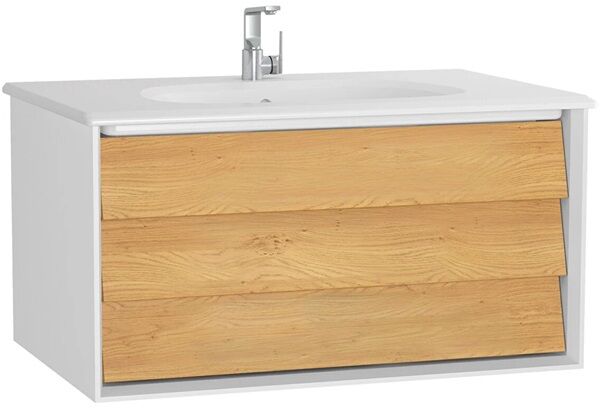 Vitra 61220 Frame Lavabo Dolabı,80 cm Beyaz Etajerli Lavabolu, Mat Soft Beyaz