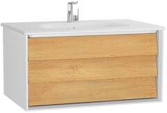 Vitra 61220 Frame Lavabo Dolabı,80 cm Beyaz Etajerli Lavabolu, Mat Soft Beyaz