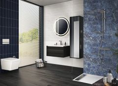 Vitra 61221 Frame Lavabo Dolabı,80 cm Beyaz Etajerli Lavabolu, Mat Soft Siyah
