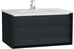 Vitra 61221 Frame Lavabo Dolabı,80 cm Beyaz Etajerli Lavabolu, Mat Soft Siyah