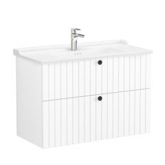 Vitra Root Groove 69464 Lavabo Dolabı, İki Çekmeceli, 100 Cm, Mat Beyaz, Klasik Lavabolu