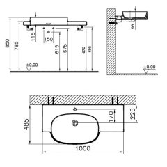 Vitra Voyage 7220B403-0041 Etajerli Lavabo, 100 cm, Beyaz