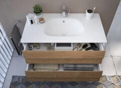 Vitra 61224 Frame Lavabo Dolabı 100 cm Beyaz Etajerli Lavabolu, Mat Soft Beyaz