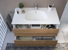 Vitra 61224 Frame Lavabo Dolabı 100 cm Beyaz Etajerli Lavabolu, Mat Soft Beyaz