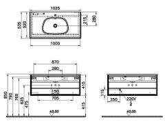 Vitra 61224 Frame Lavabo Dolabı 100 cm Beyaz Etajerli Lavabolu, Mat Soft Beyaz