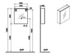 Vitra 67596 Core Aydınlatmalı Dolaplı Ayna 60Cm Hareli Doğal Ahşap(Sağ)