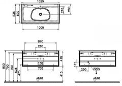 Vitra 61225 Frame Lavabo Dolabı 100 cm Beyaz Etaj.Lavabolu, Mat Soft Siyah