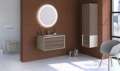 Vitra 61226 Frame Lavabo Dolabı 100 cm Beyaz Etajerli Lavabolu, Mat Soft Bej