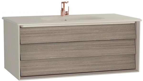 Vitra 61226 Frame Lavabo Dolabı 100 cm Beyaz Etajerli Lavabolu, Mat Soft Bej