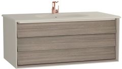Vitra Frame Lavabo Dolabı 100 cm Beyaz Etajerli Lavabolu, Mat Soft Bej